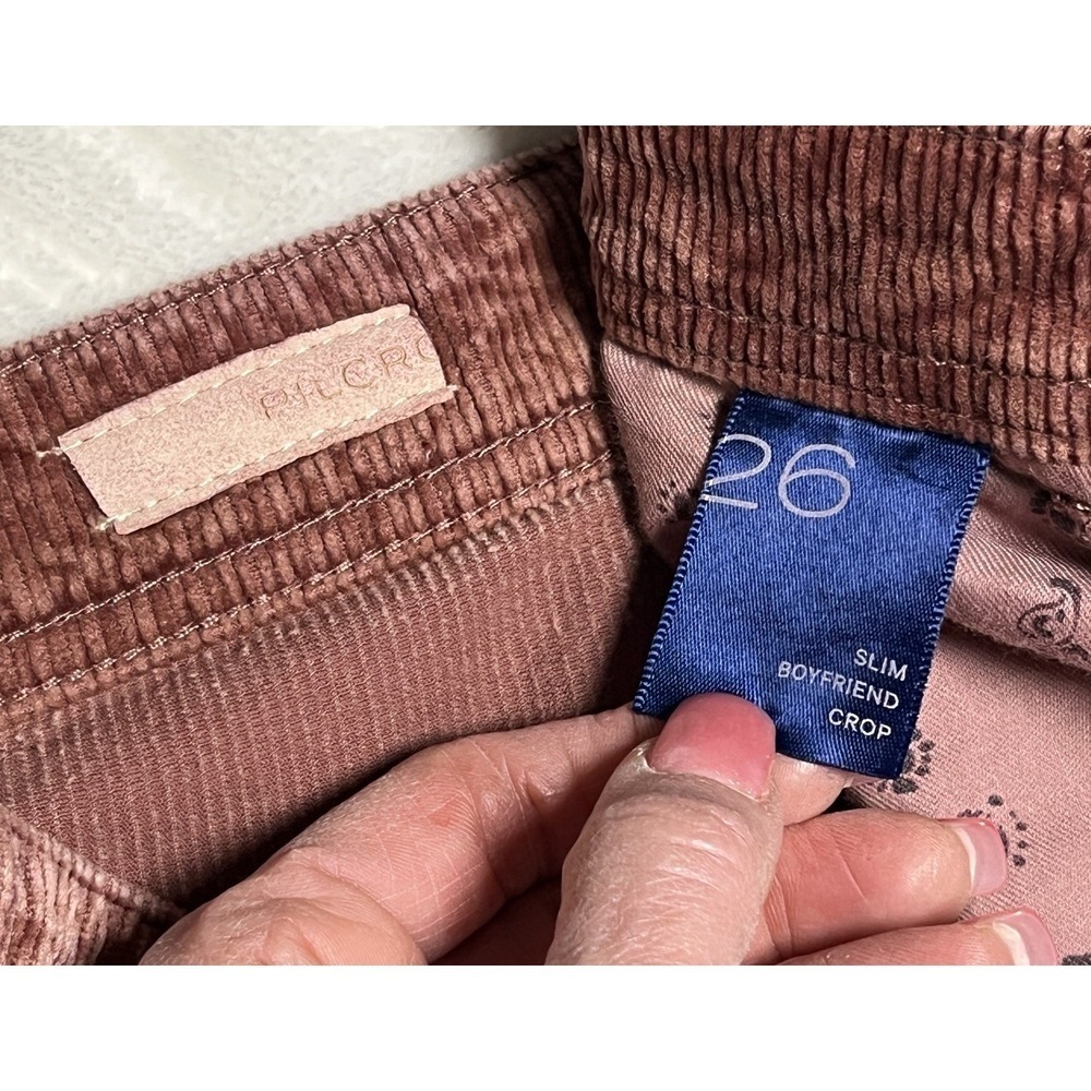 Pilcro Anthropologie Corduroy Pants Slim Boyfriend Crop Rust Brown 26 Boho - Picture 4 of 9